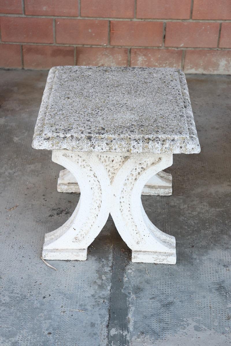 Stone Early 20th Century Italian Garden Set Table and Two Stools For Sale