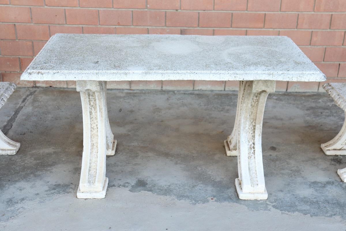 Early 20th Century Italian Garden Set Table and Two Stools For Sale 1