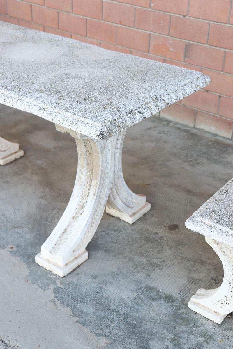 Early 20th Century Italian Garden Set Table and Two Stools For Sale 2
