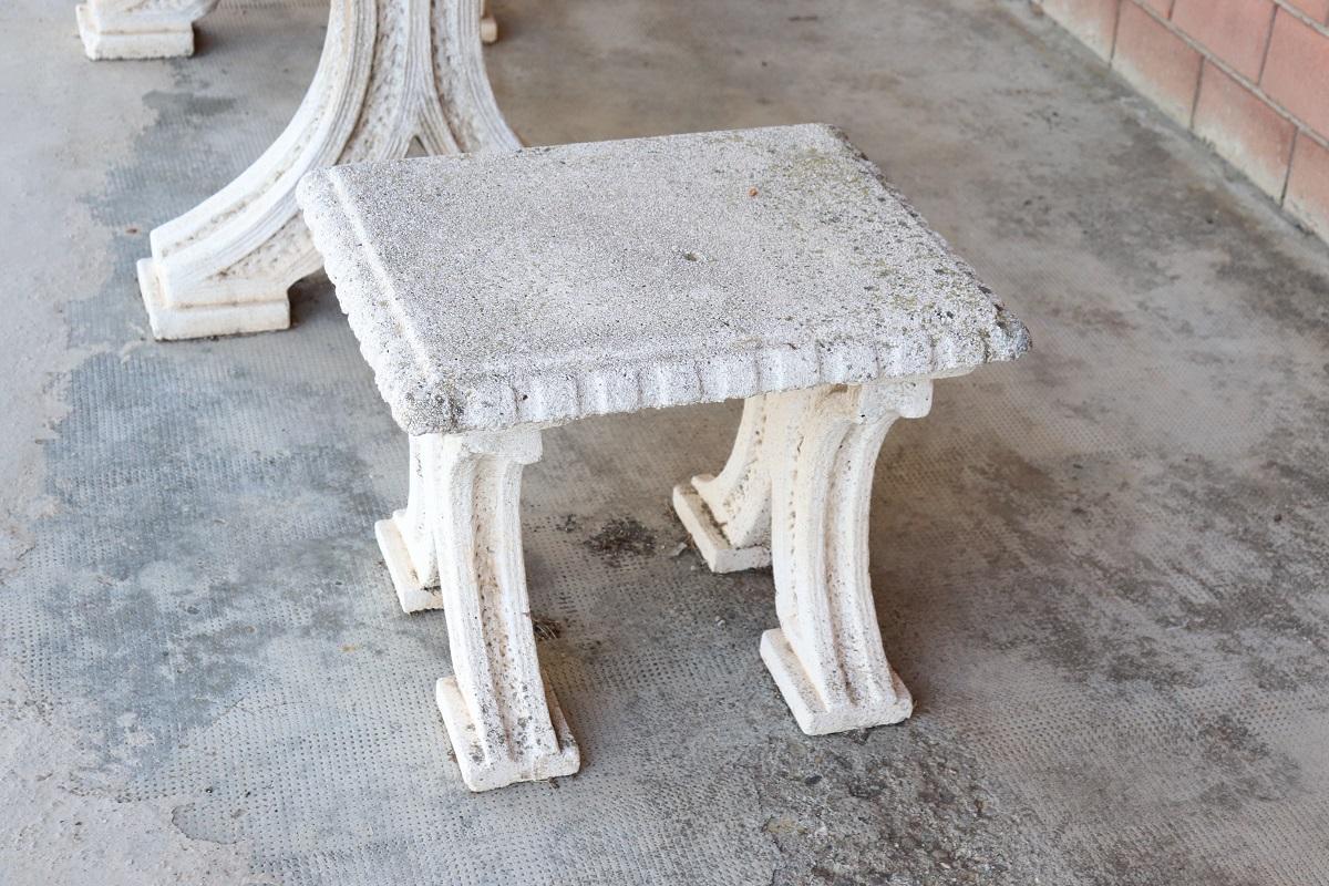 Early 20th Century Italian Garden Set Table and Two Stools For Sale 5
