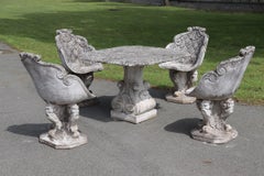 Early 20th Century Italian Garden Set Table with Four Armchairs