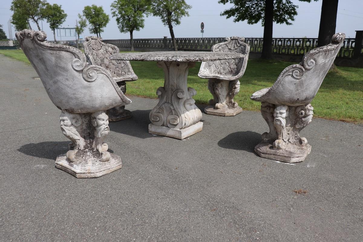 Italienischer Gartentisch des frühen 20. Jahrhunderts mit vier Sesseln im Zustand „Gut“ in Casale Monferrato, IT