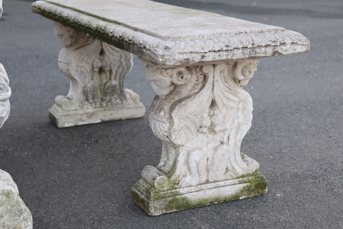 Early 20th Century Italian Garden Set Table with Two Benchs 2