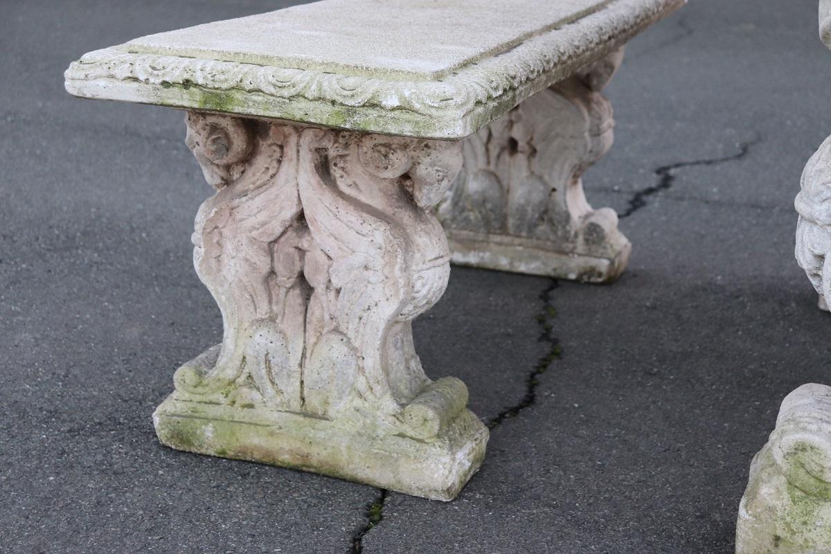 Early 20th Century Italian Garden Set Table with Two Benchs 3
