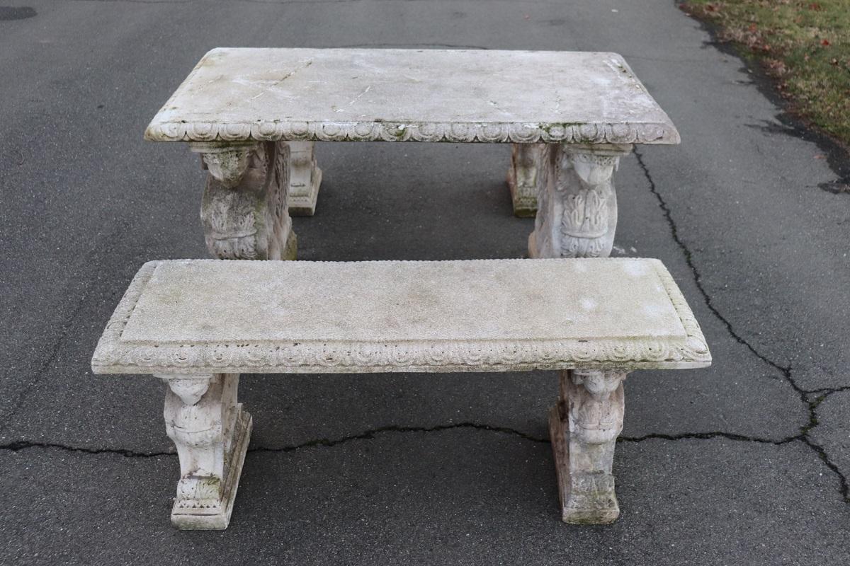 Early 20th Century Italian Garden Set Table with Two Benchs 4