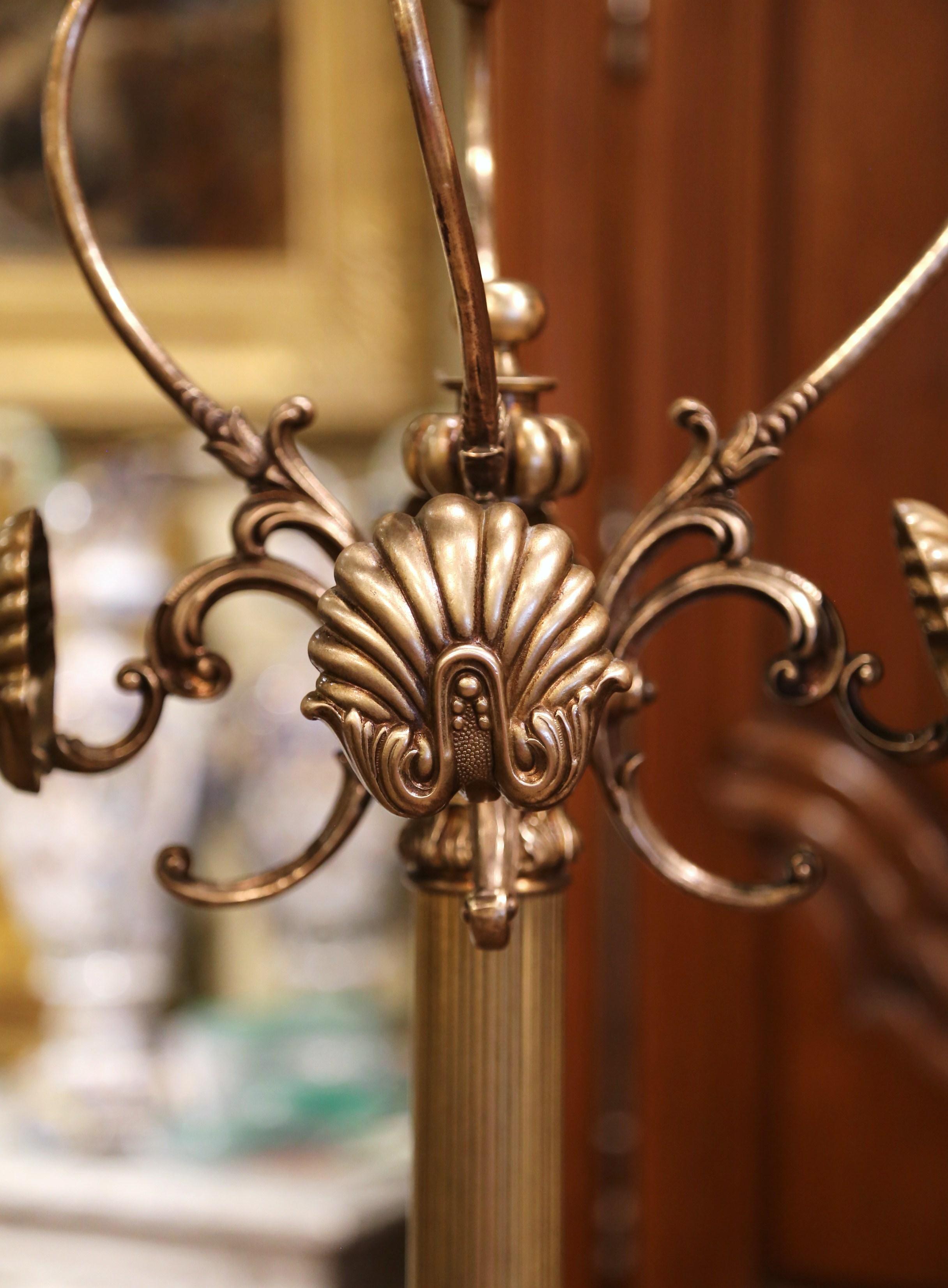 Early 20th Century Italian Gilt Brass Standing Hall Tree with Swivel Top In Excellent Condition In Dallas, TX