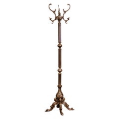 Early 20th Century Italian Gilt Brass Standing Hall Tree with Swivel Top