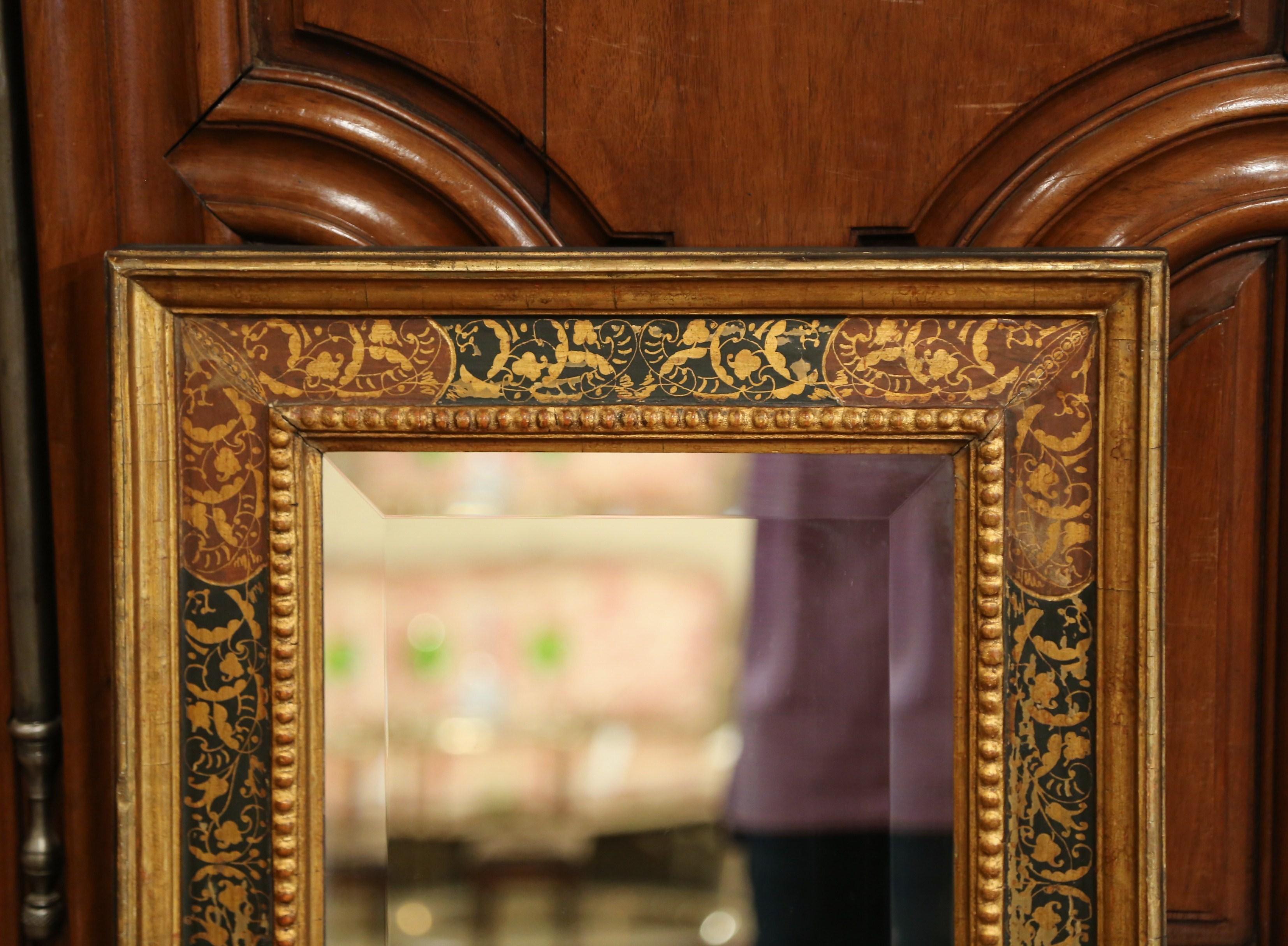 Early 20th Century Italian Giltwood Wall Mirror with Hand Painted Motifs 1