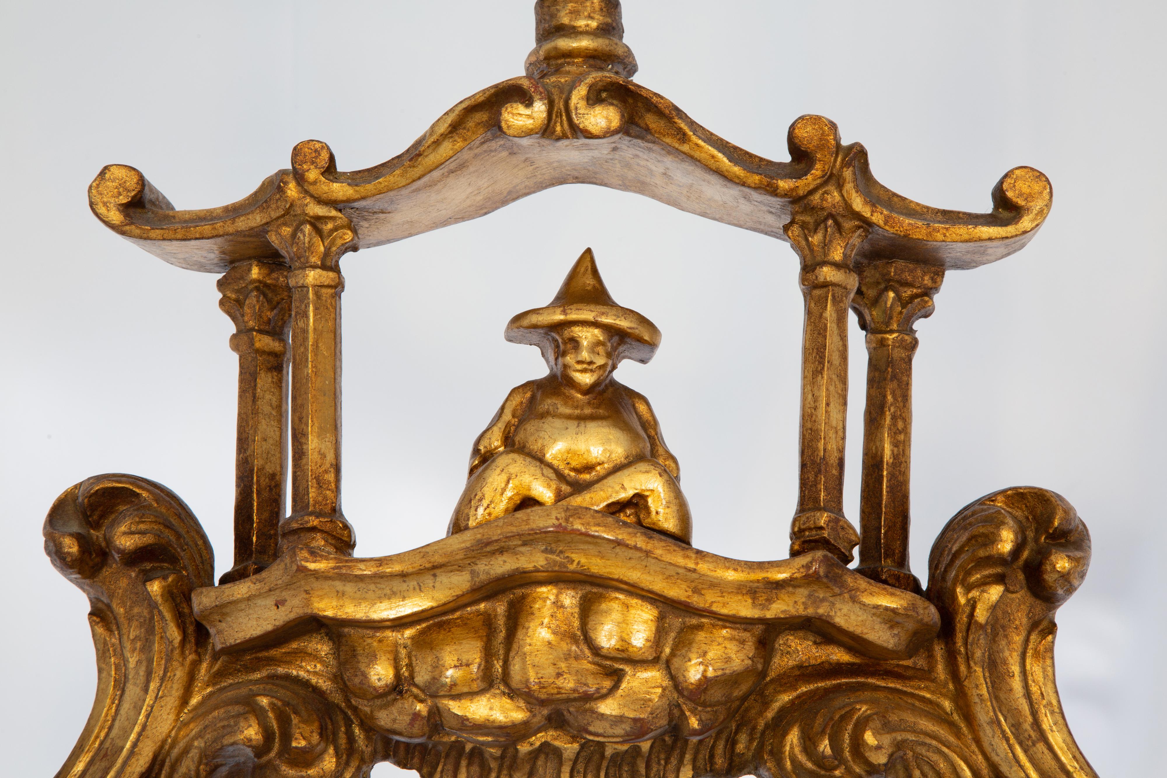 Early 20th Century Italian Giltwood Chippendale Style Pagoda Form Mirror 1