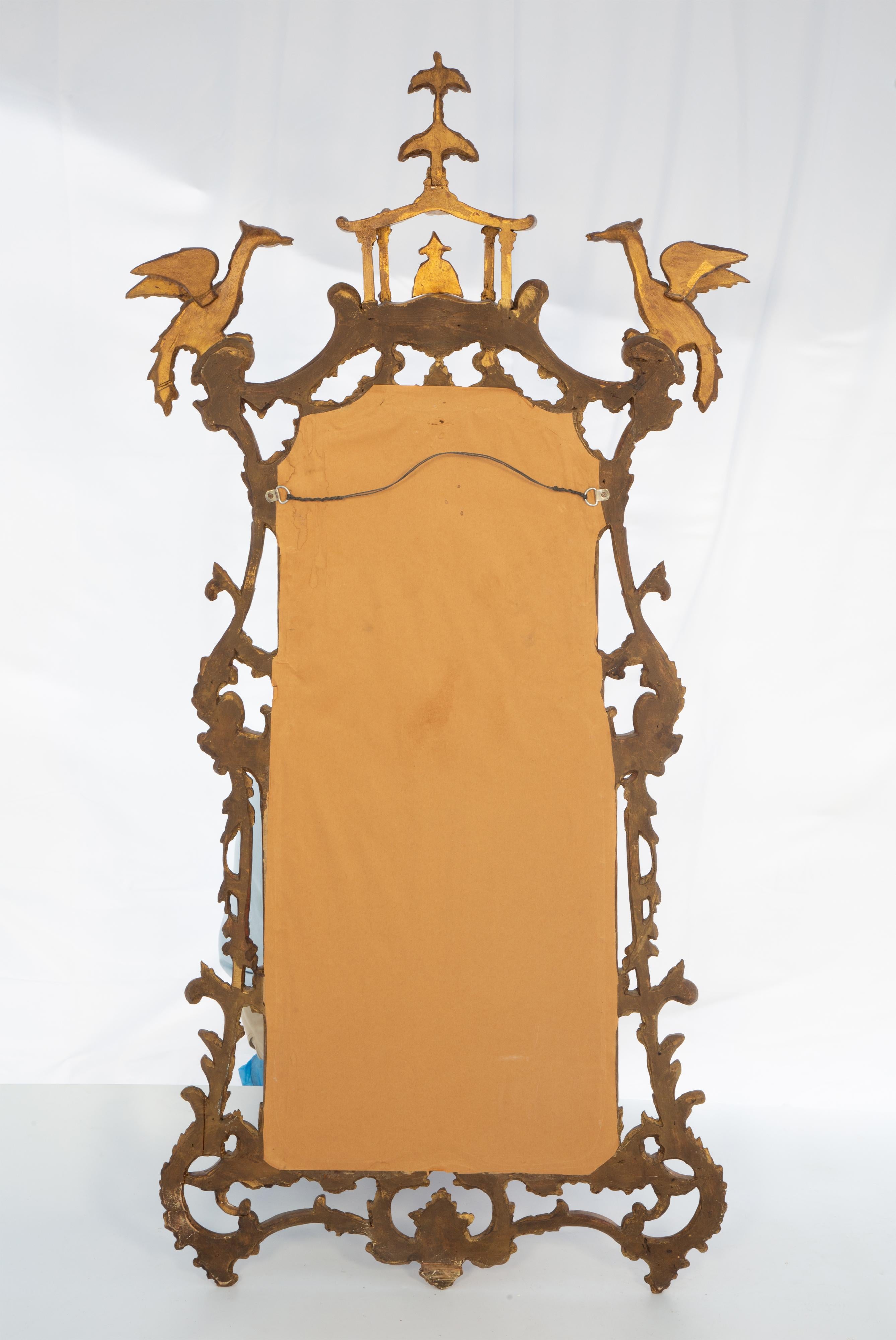 Early 20th Century Italian Giltwood Chippendale Style Pagoda Form Mirror 3