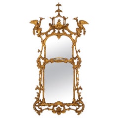 Early 20th Century Italian Giltwood Chippendale Style Pagoda Form Mirror