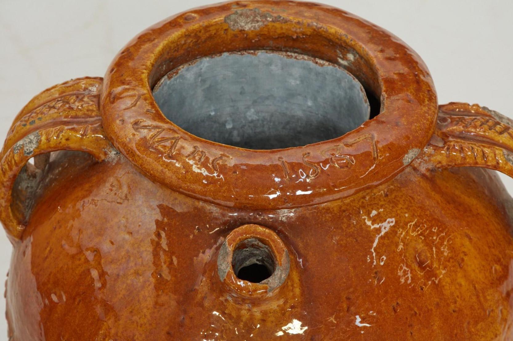 Early 20th Century, Italian Glazed Earthenware Jars For Sale 2