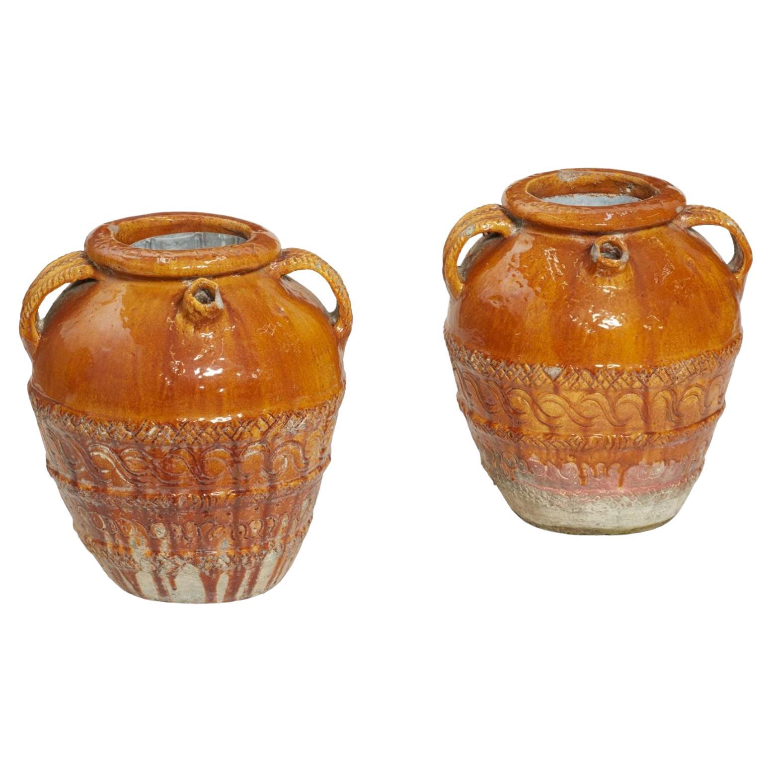 Early 20th Century, Italian Glazed Earthenware Jars For Sale
