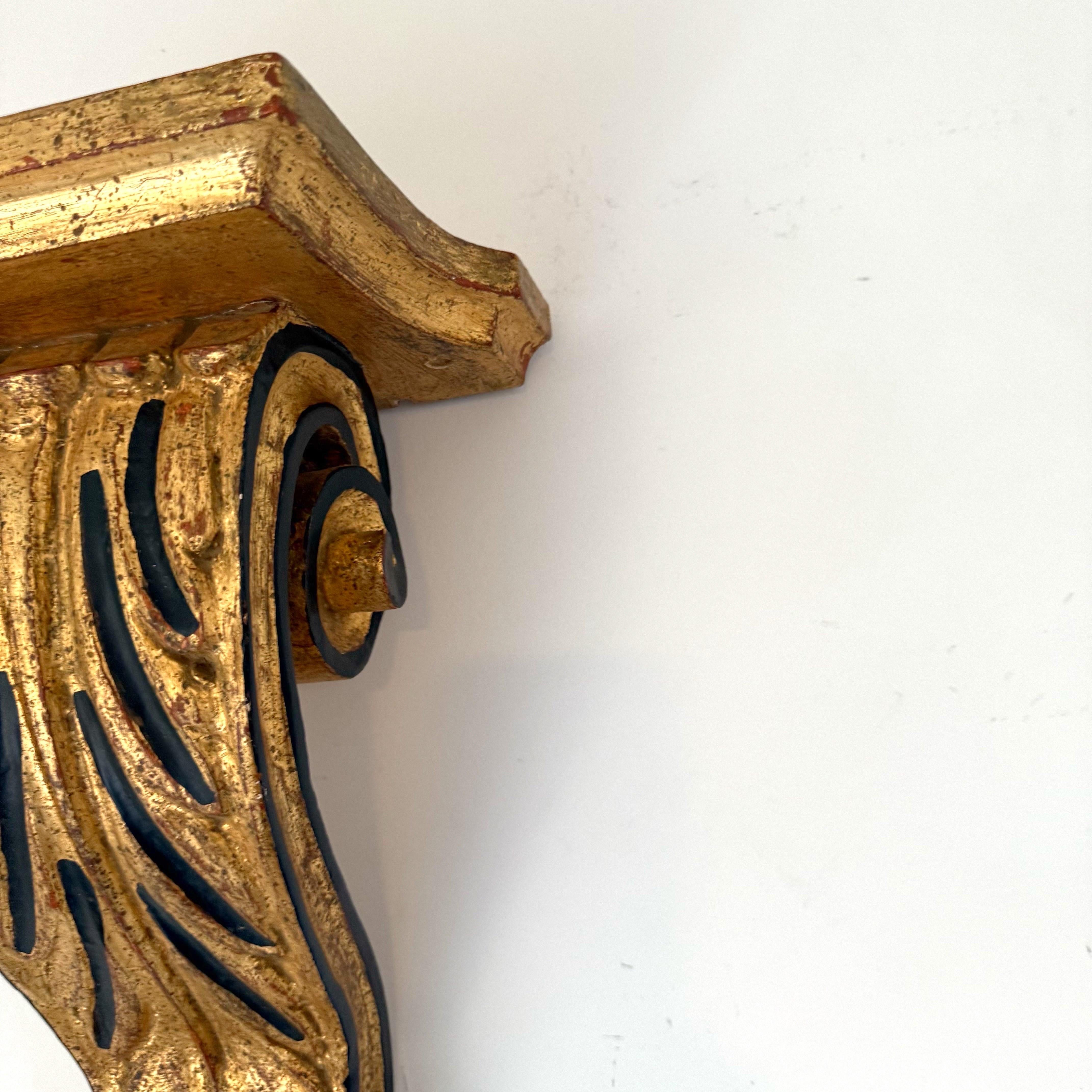 Early 20th Century Italian Gold Gilt Wall Shelves - a Pair For Sale 3