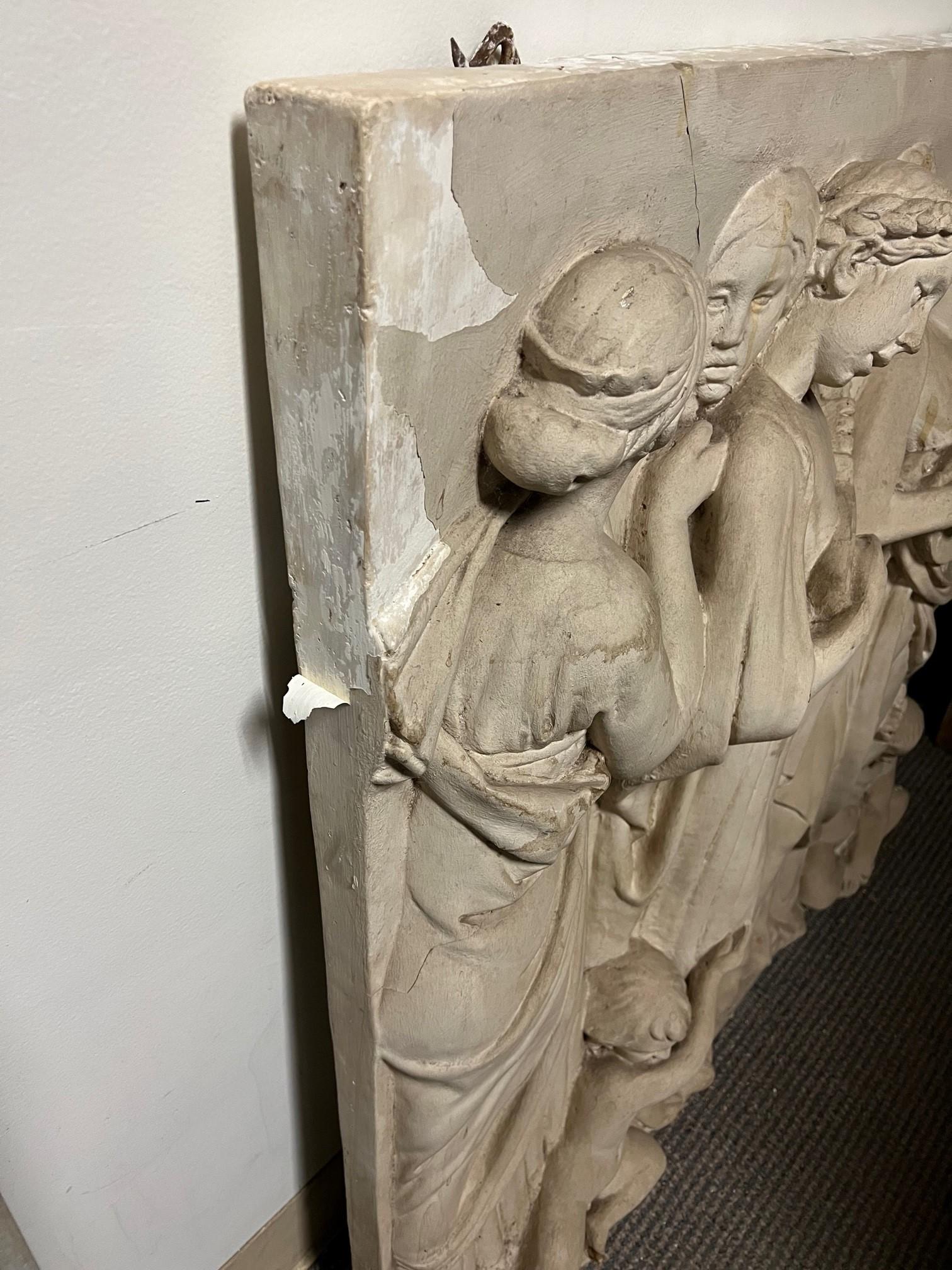 Early 20th Century Italian High-Relief Plaster Wall Plaque For Sale 11