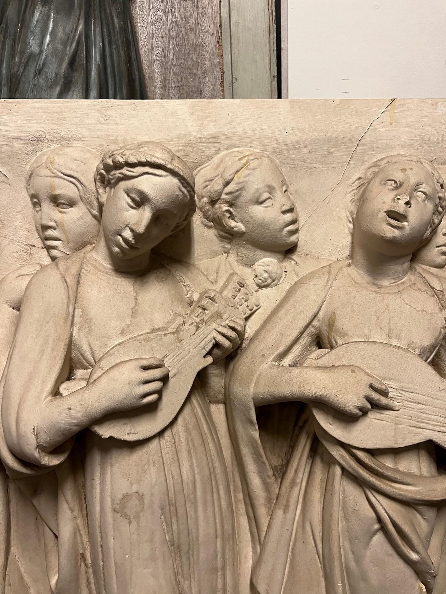 Early 20th Century Italian High-Relief Plaster Wall Plaque In Fair Condition For Sale In Stamford, CT