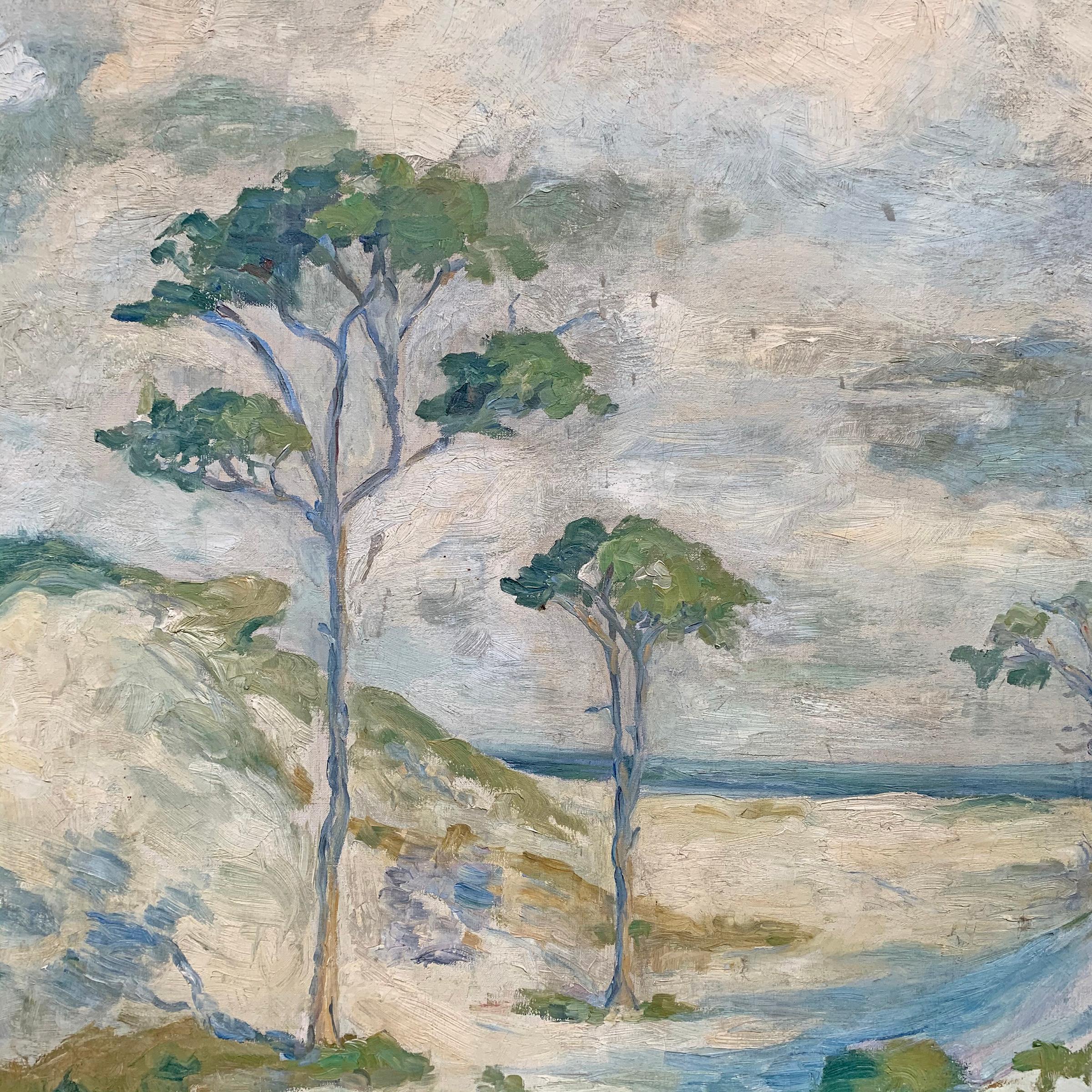 Romantic Early 20th Century Italian Impressionist Plein Air Landscape Painting
