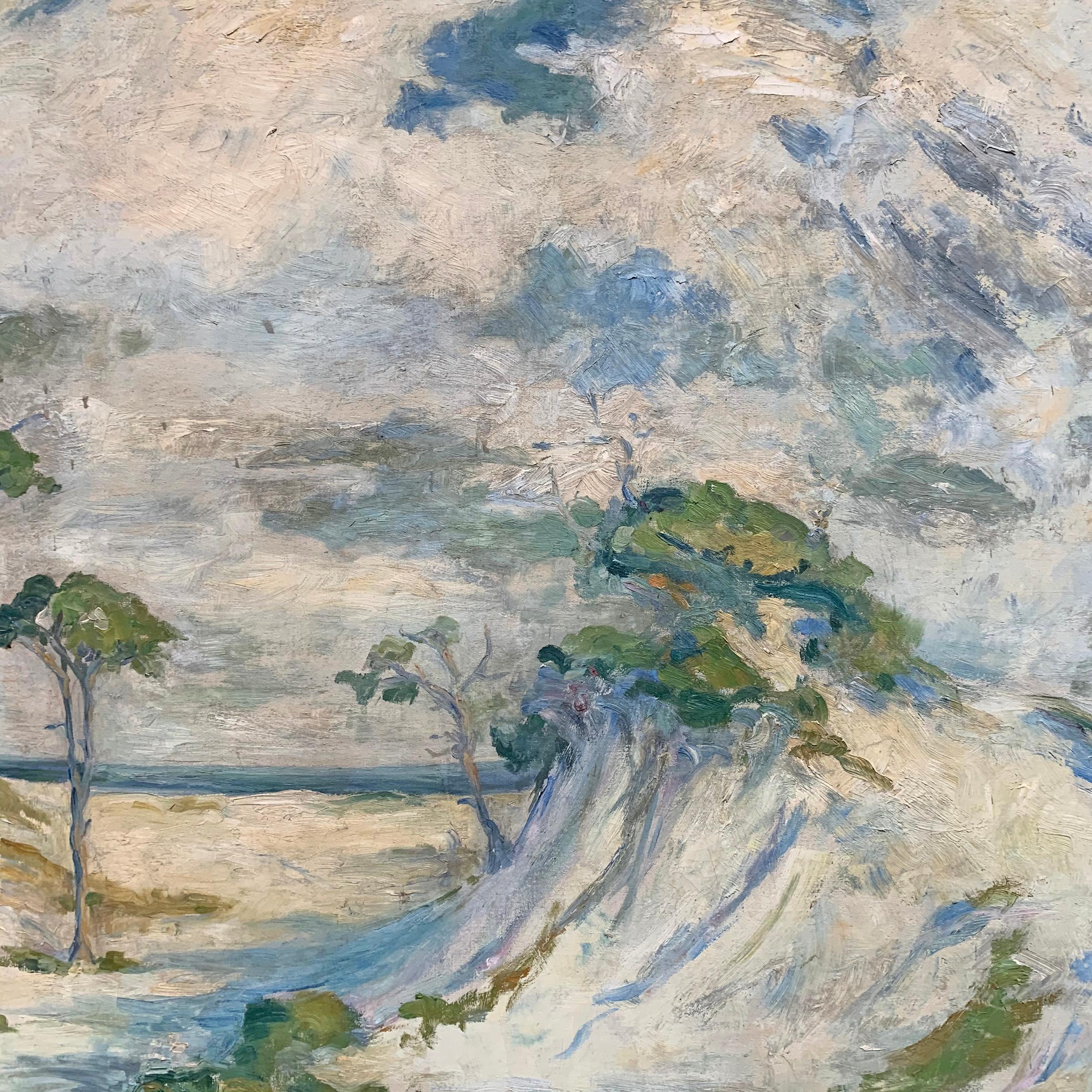 Canvas Early 20th Century Italian Impressionist Plein Air Landscape Painting