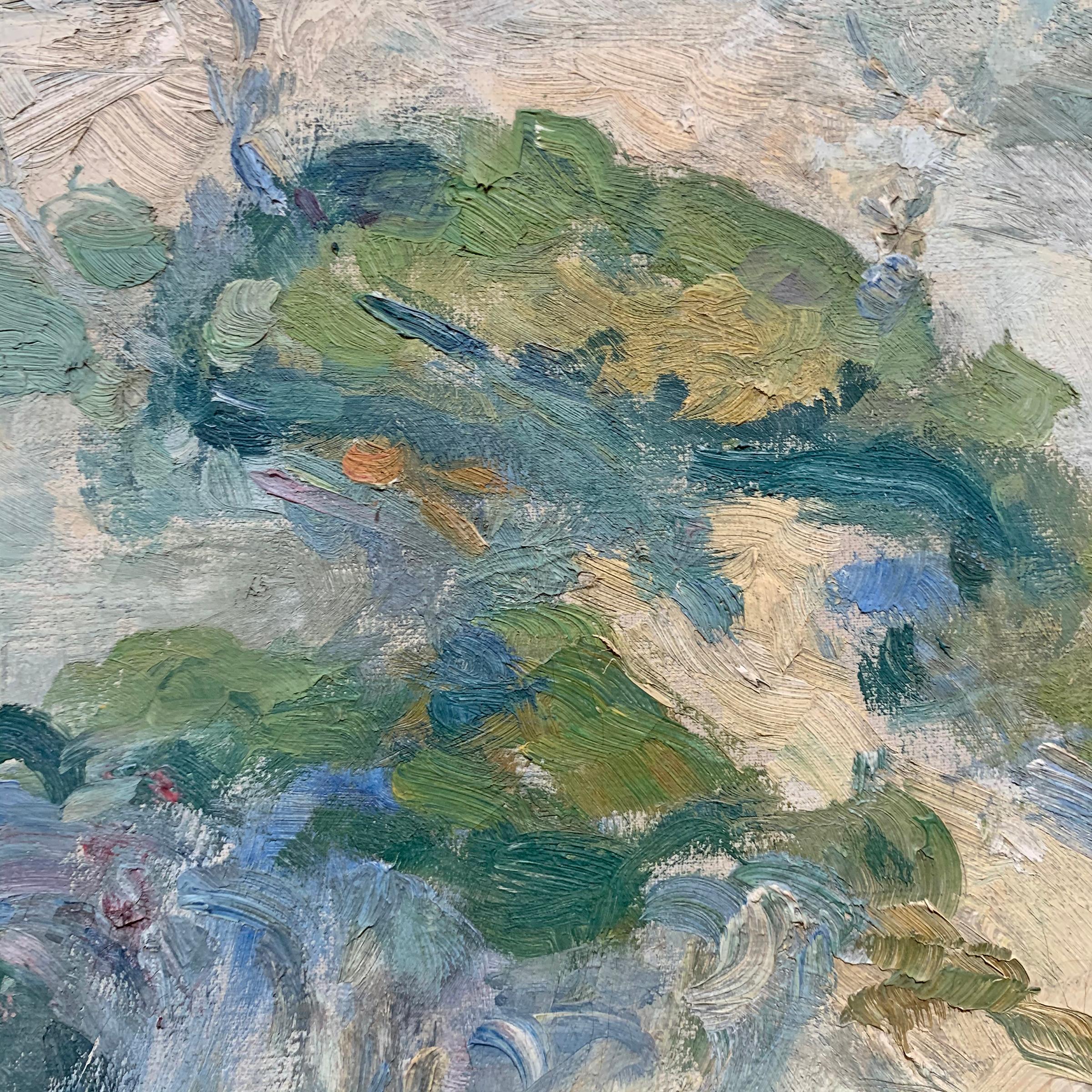 Early 20th Century Italian Impressionist Plein Air Landscape Painting 1