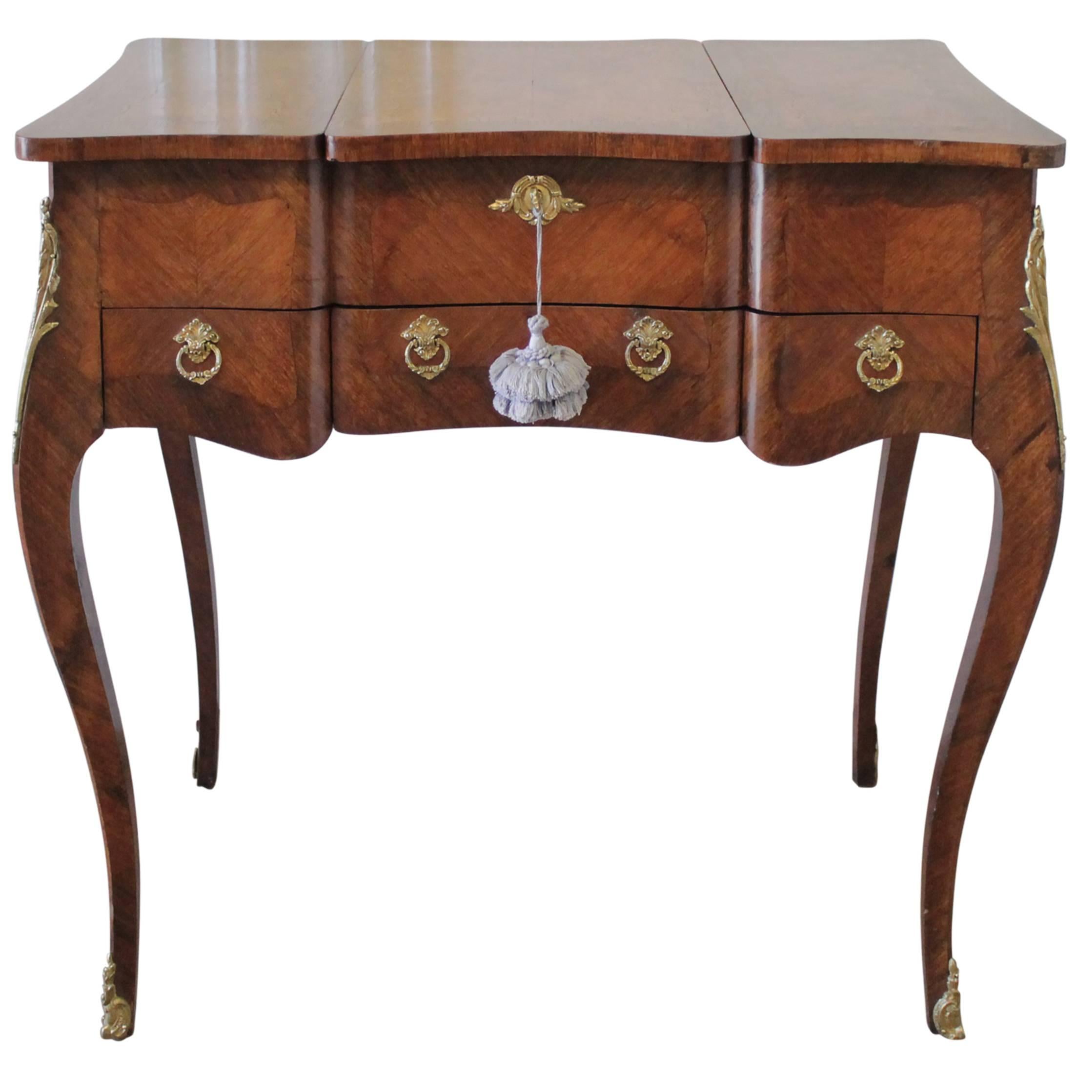 Early 20th Century Italian Inlaid Vanity with Mirror and Key