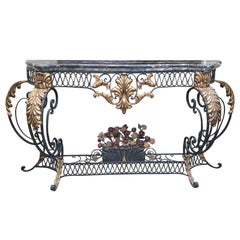 Early 20th Century Italian Iron Console with Gilt Accents