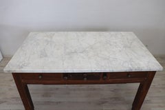 Early 20th Century Italian Kitchen Pasta Table with Marble Top and Accessories
