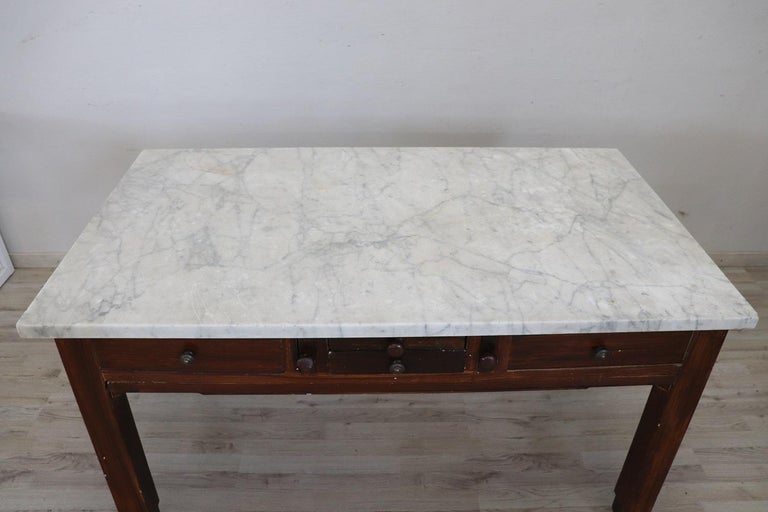 Early 20th Century Italian Kitchen Pasta Table with Marble Top and ...