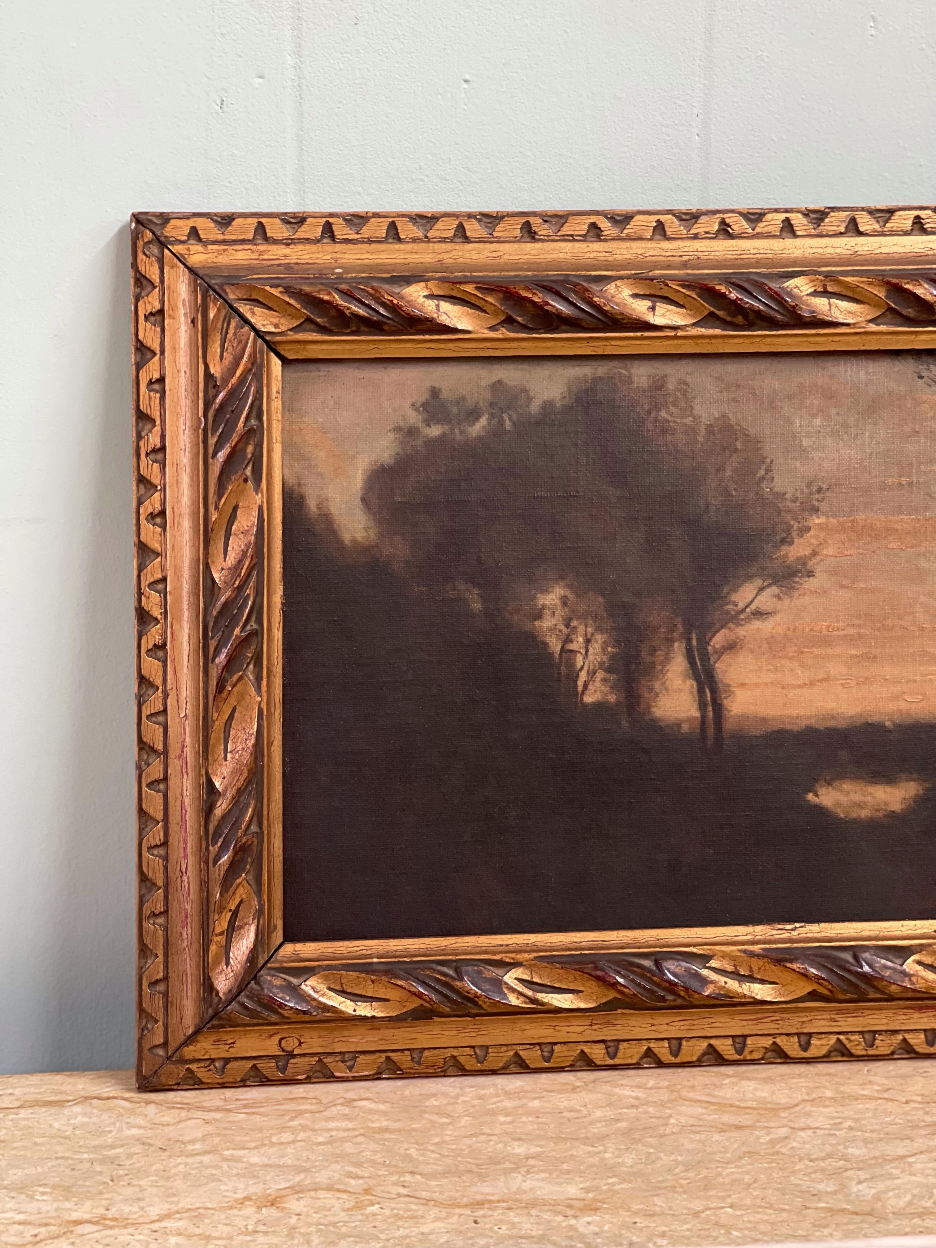 Canvas Early 20th Century Italian Landscape Painting by A.M. Merelli For Sale