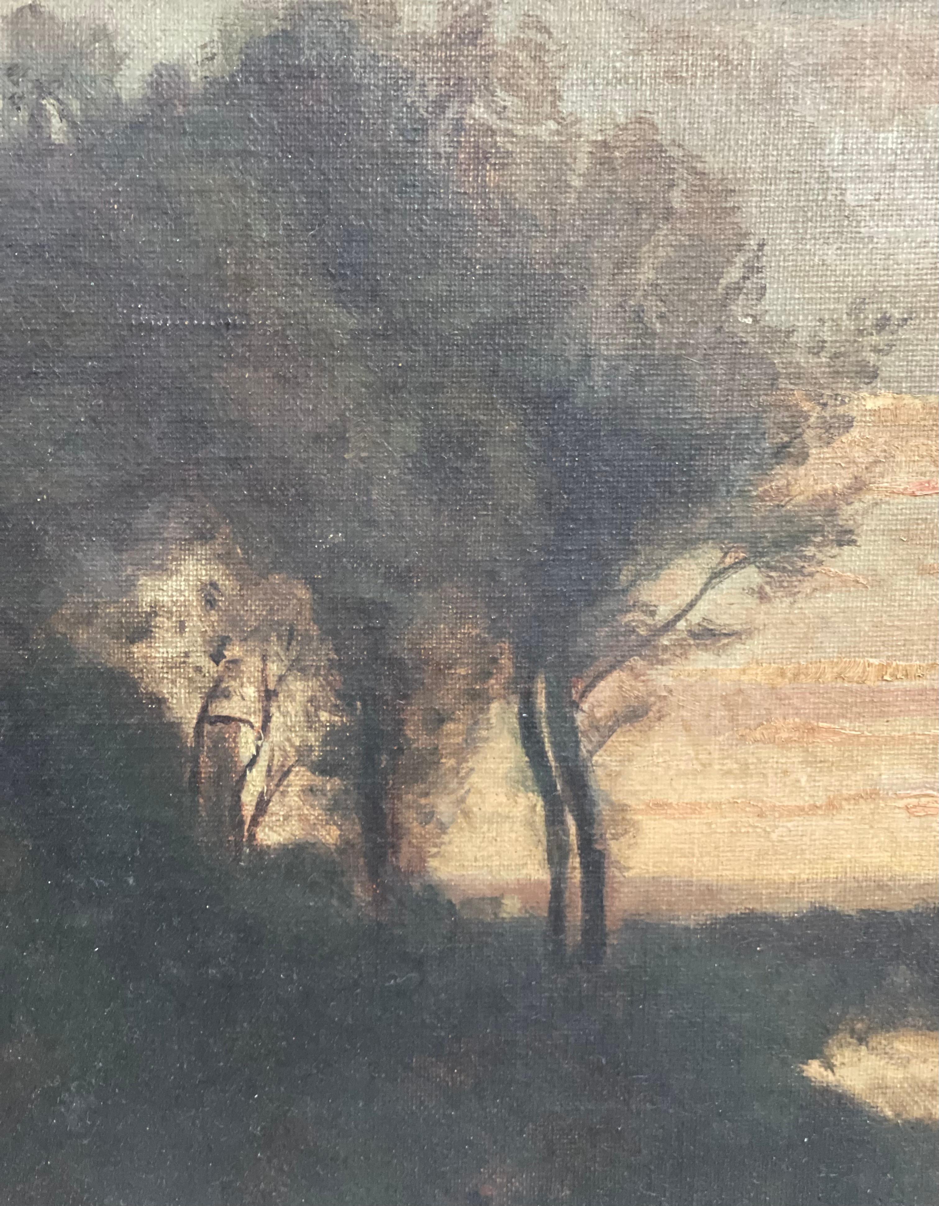 Early 20th Century Italian Landscape Painting by A.M. Merelli For Sale 4