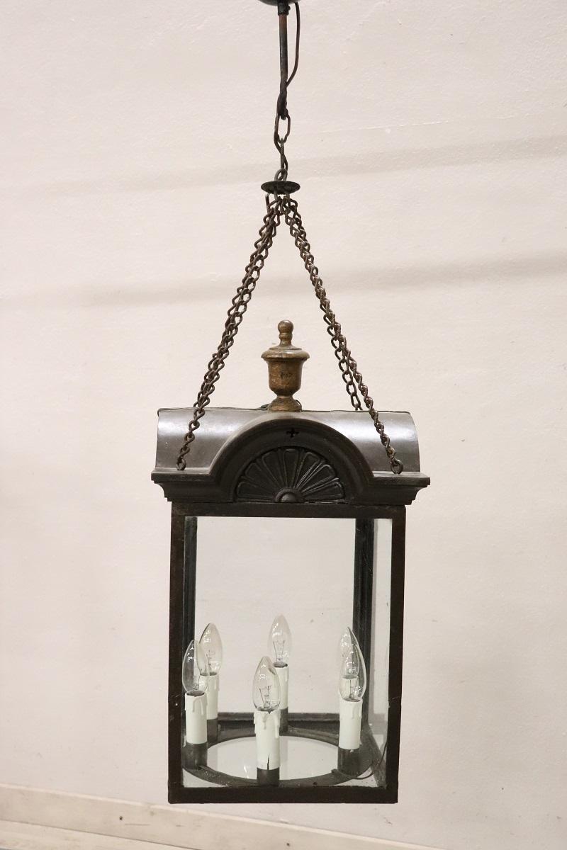 Italienische Laterne aus Eisen, Anfang des 20. im Zustand „Gut“ im Angebot in Casale Monferrato, IT