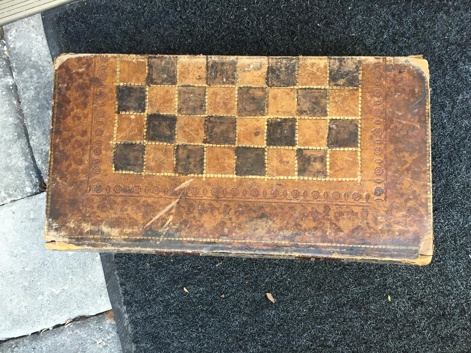 Early 20th century Italian leather game box.