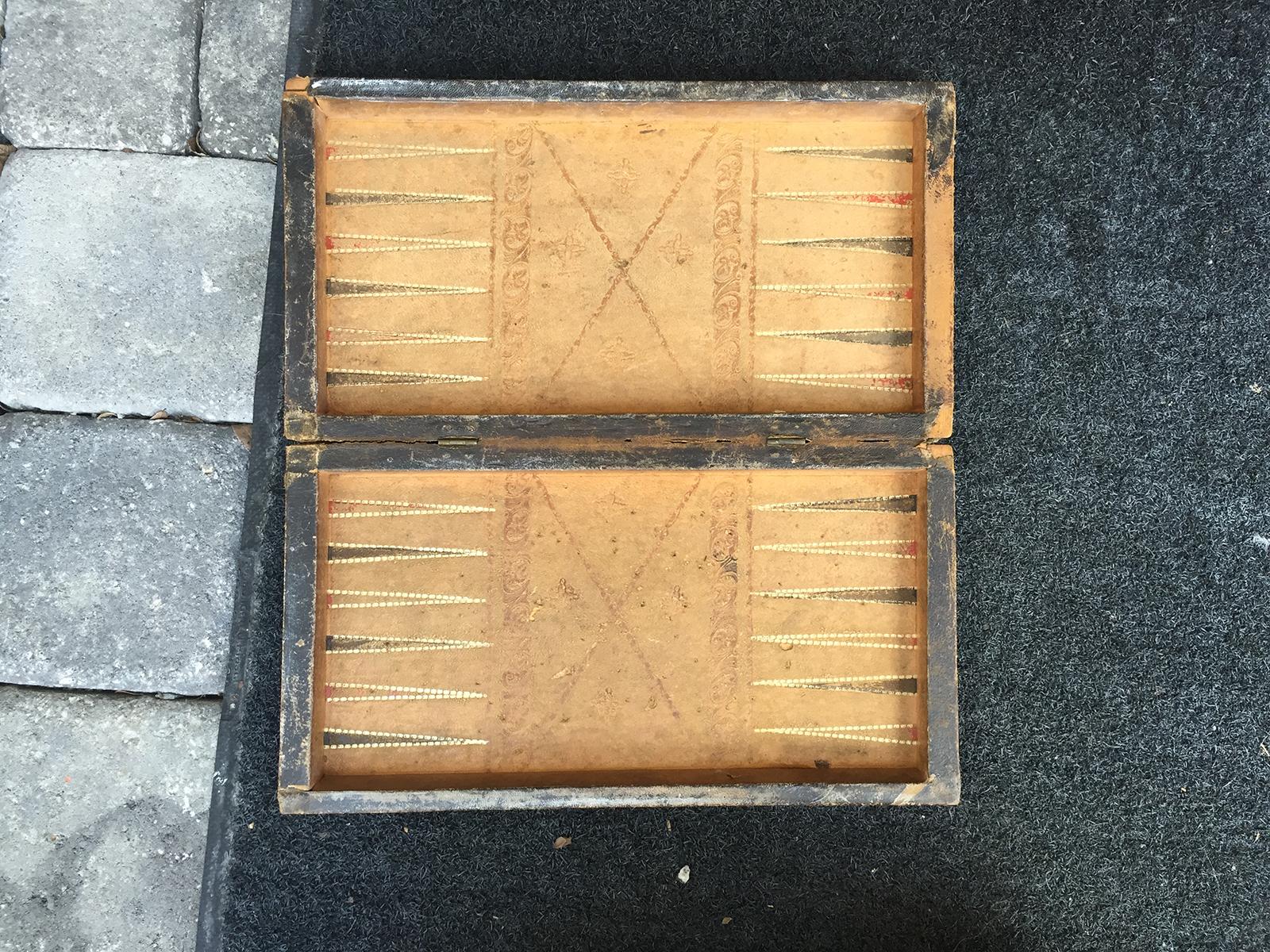 Early 20th Century Italian Leather Game Box In Good Condition In Atlanta, GA