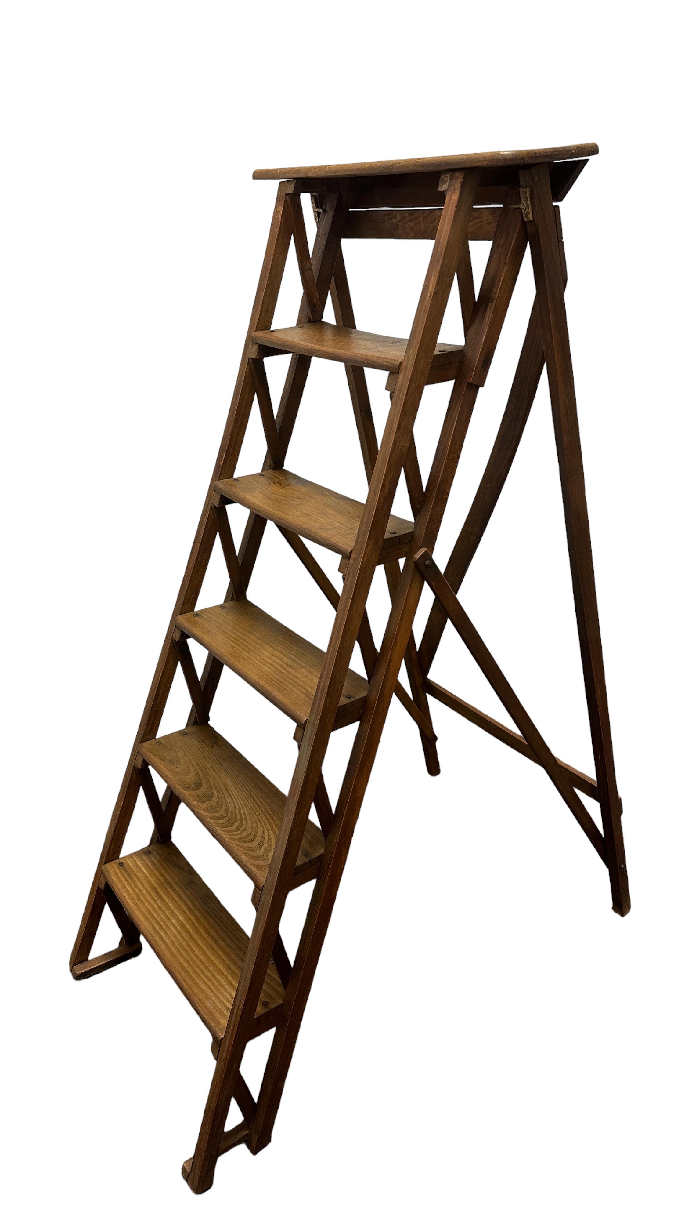 Early 20th Century Italian Library Ladder, Vintage 6
