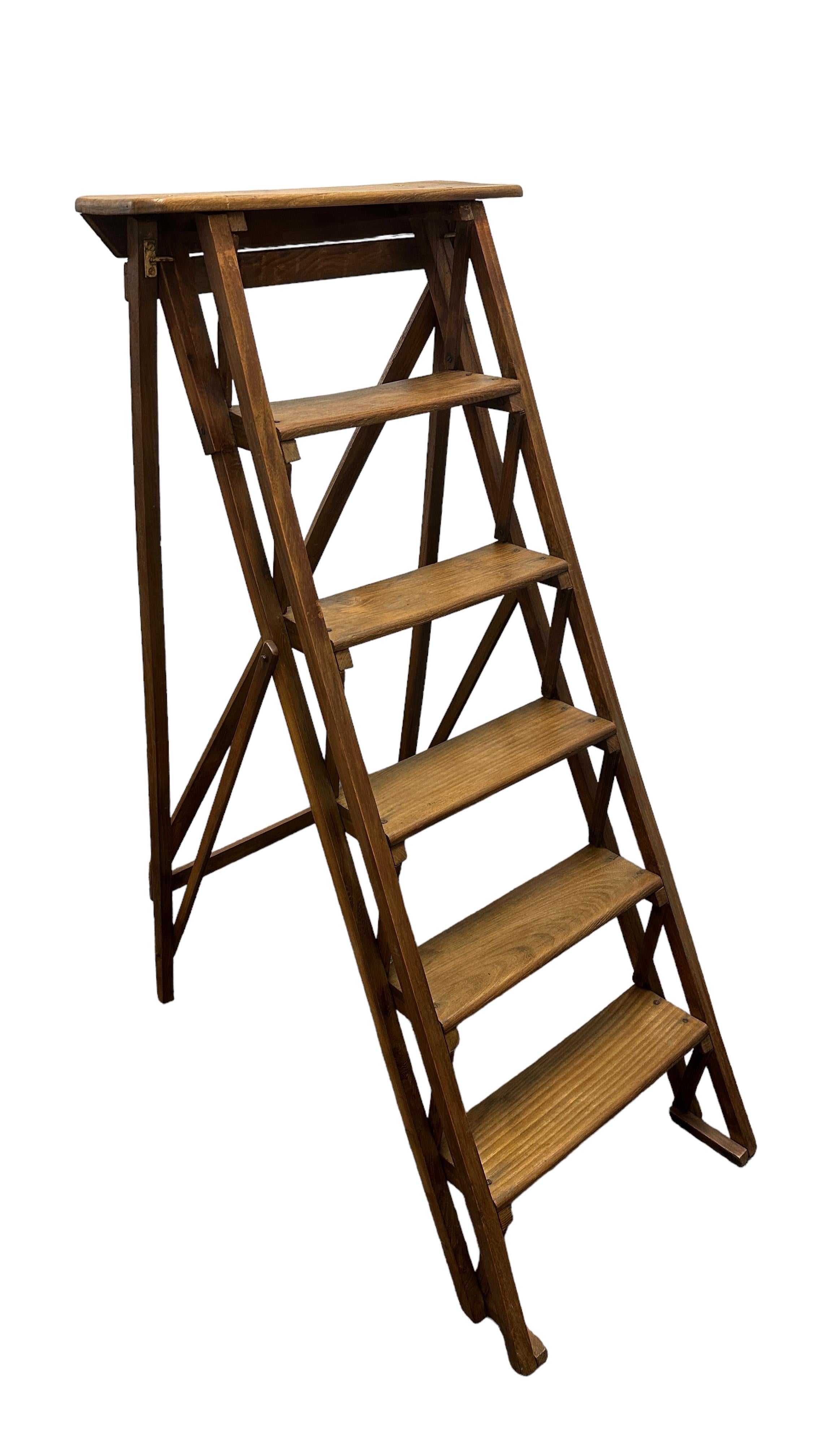 Early 20th Century Italian Library Ladder, Vintage 7