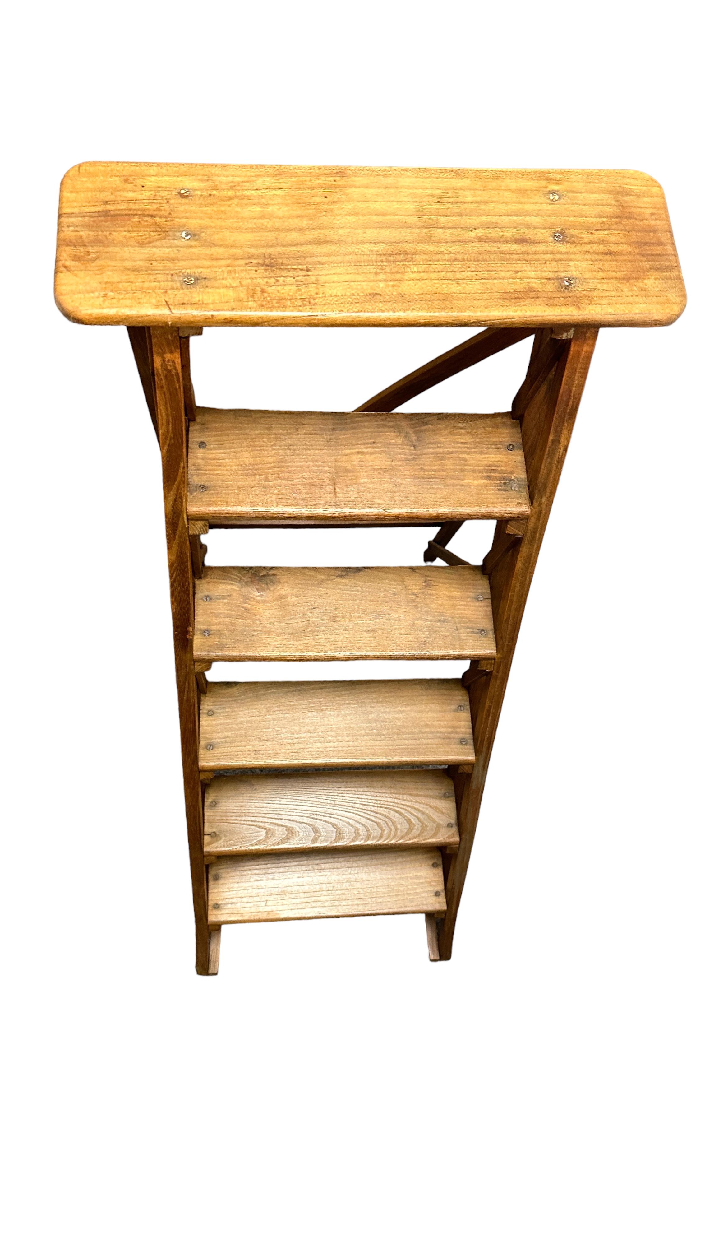 Early 20th Century Italian Library Ladder, Vintage 10