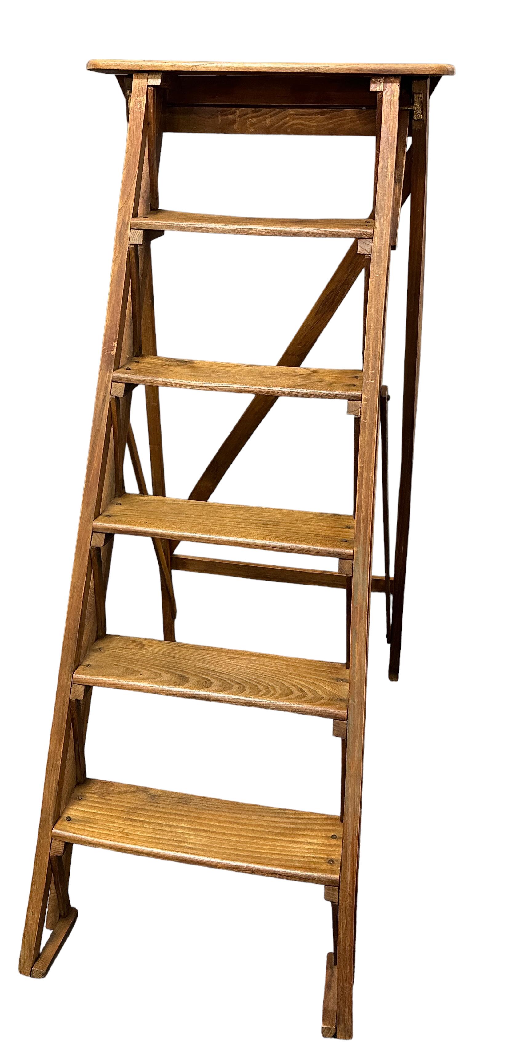 Early 20th Century Italian Library Ladder, Vintage 1