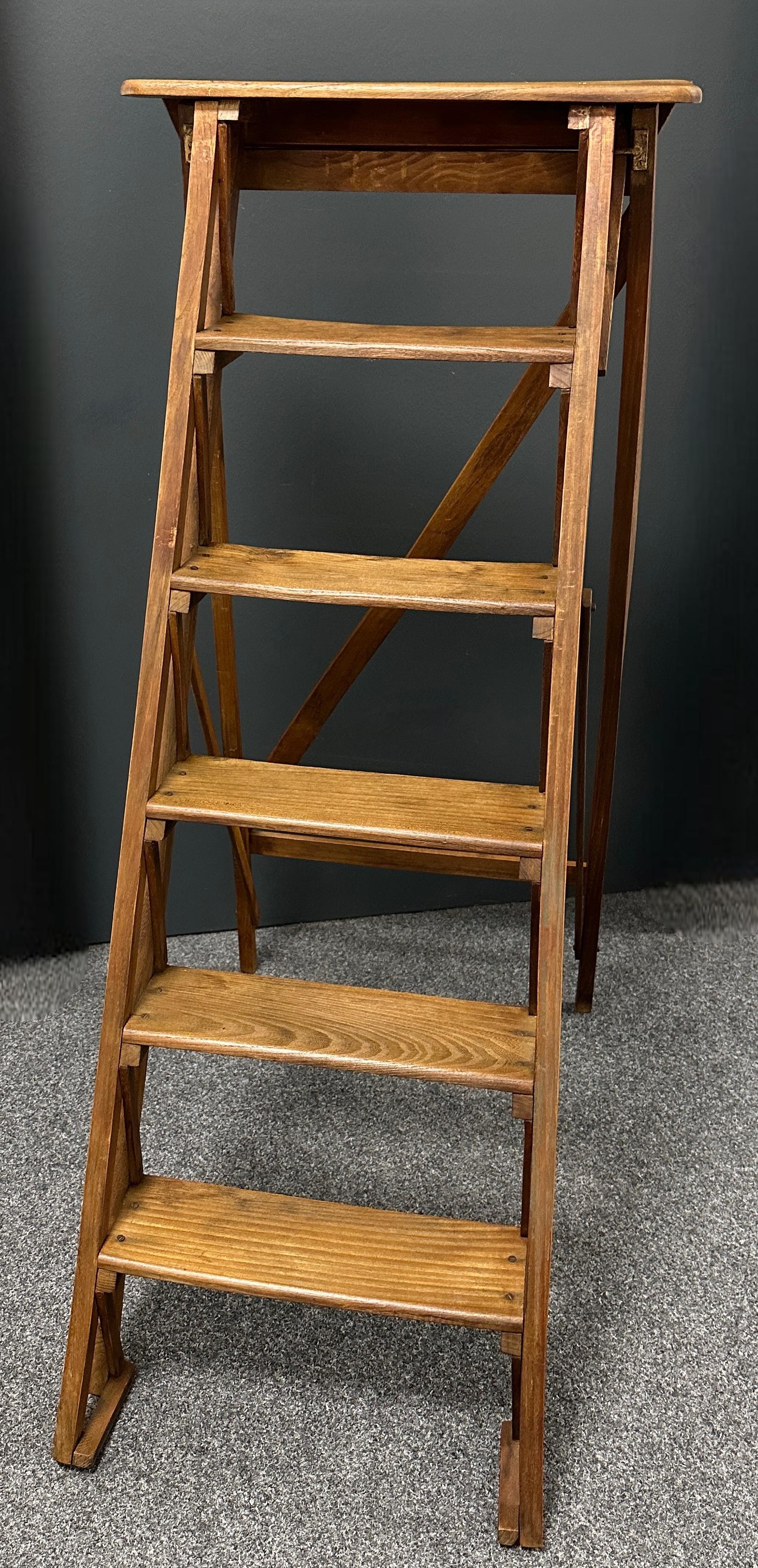 Early 20th Century Italian Library Ladder, Vintage 4