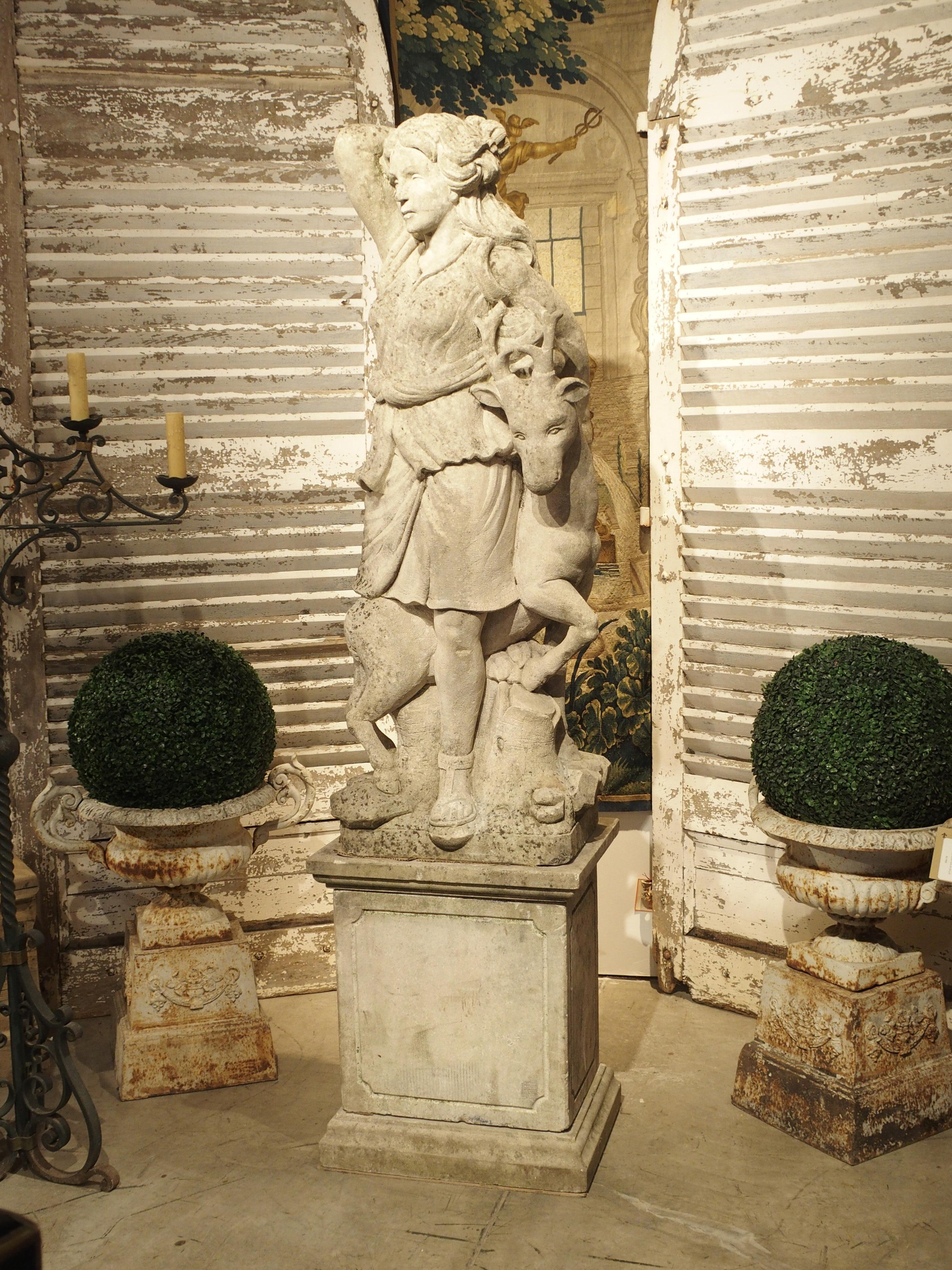 Early 20th Century Italian Limestone Statue of Diana the Huntress 2