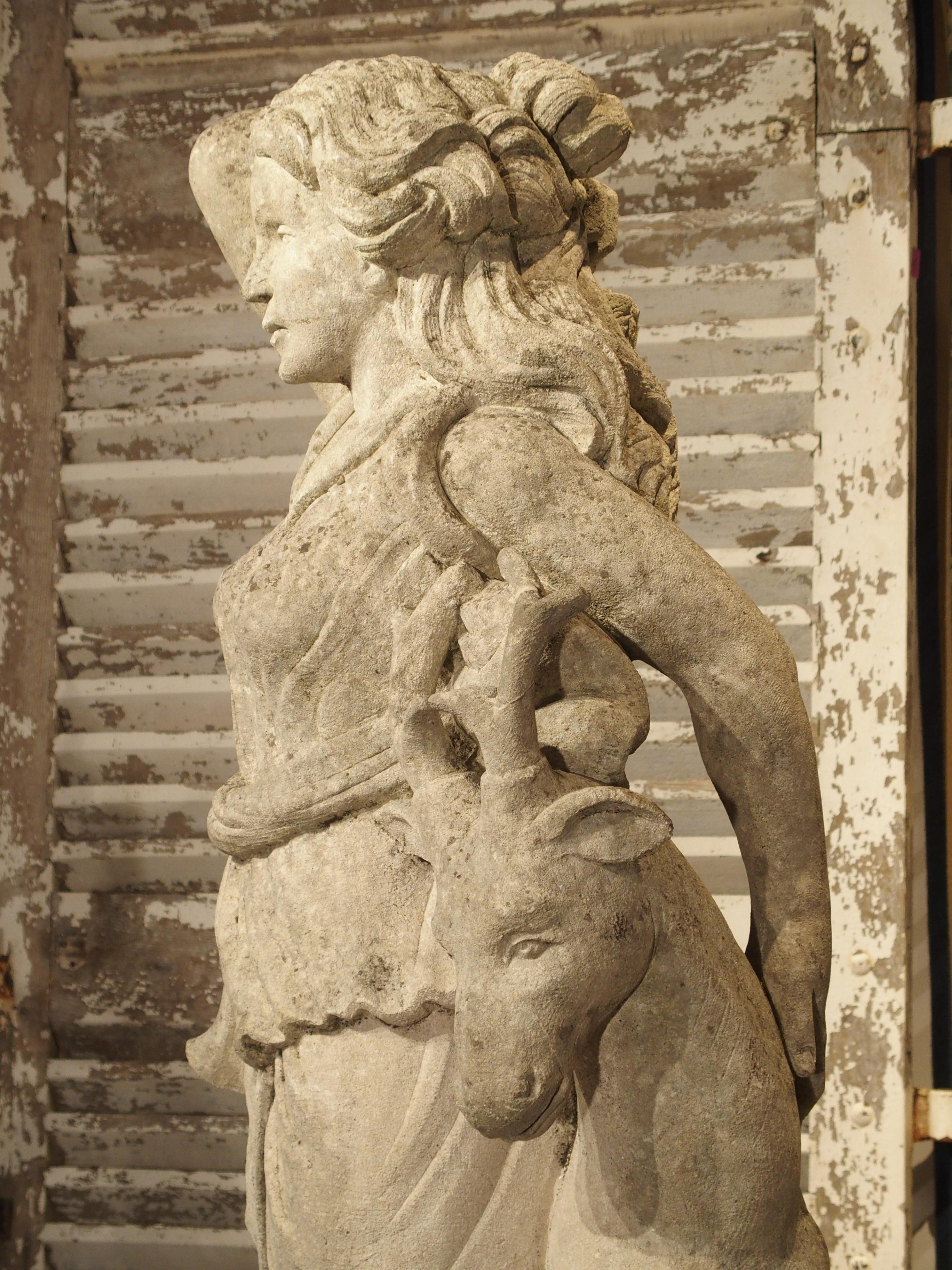 Early 20th Century Italian Limestone Statue of Diana the Huntress 7