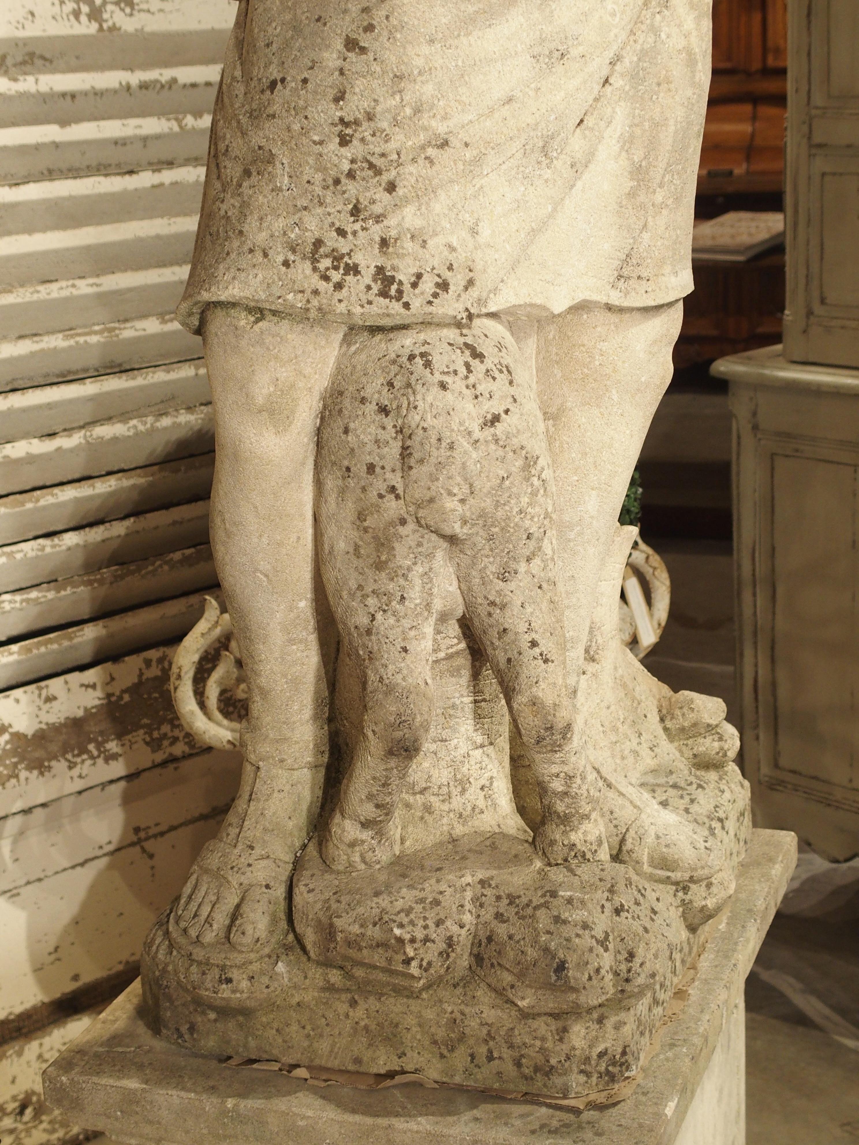 Early 20th Century Italian Limestone Statue of Diana the Huntress 10