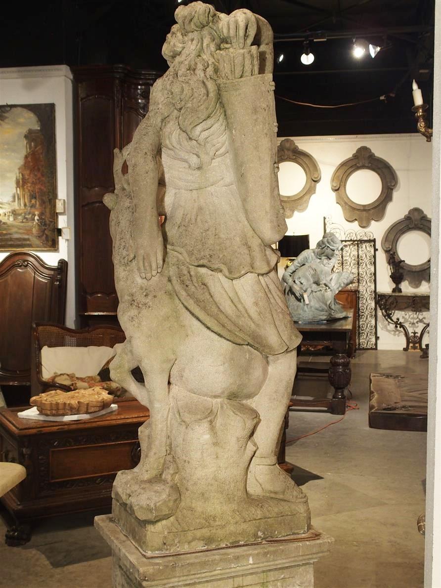 Early 20th Century Italian Limestone Statue of Diana the Huntress 12
