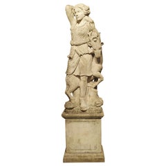 Early 20th Century Italian Limestone Statue of Diana the Huntress