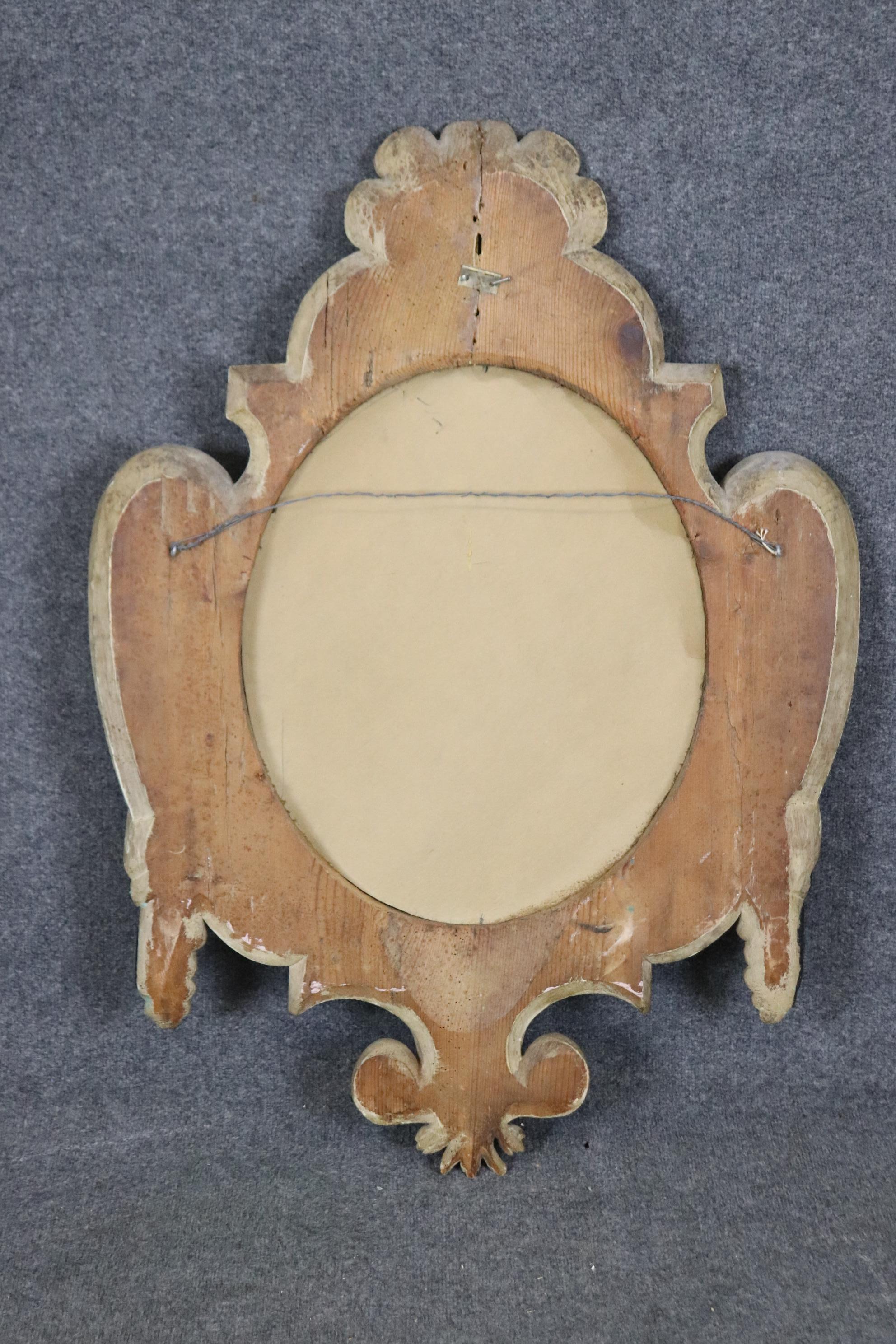 Anfang des 20. Jahrhunderts Italienische Leinen Fold geschnitzt Polychromed gotischen Spiegel im Angebot 4