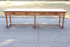 Early 20th Century Italian Long Refectory Dining Table, Solid Oak Natural Color