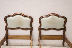 Early 20th Century Italian Louis XIV Style Carved Walnut Pair of Single Beds