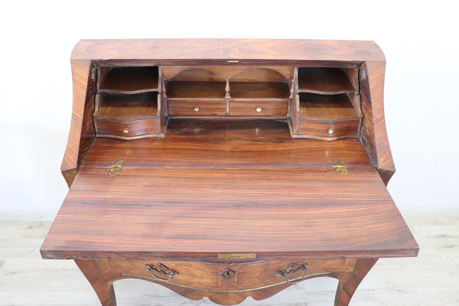 Walnut Early 20th Century Italian Louis XV Style Cabinet with Writing Desk For Sale