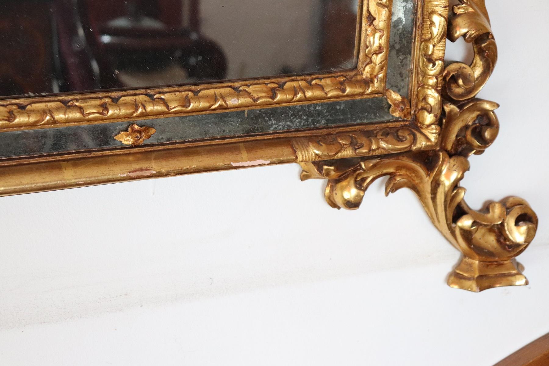 Early 20th Century Italian Louis XV Style Carved and Gilded Wood Wall Mirror 2
