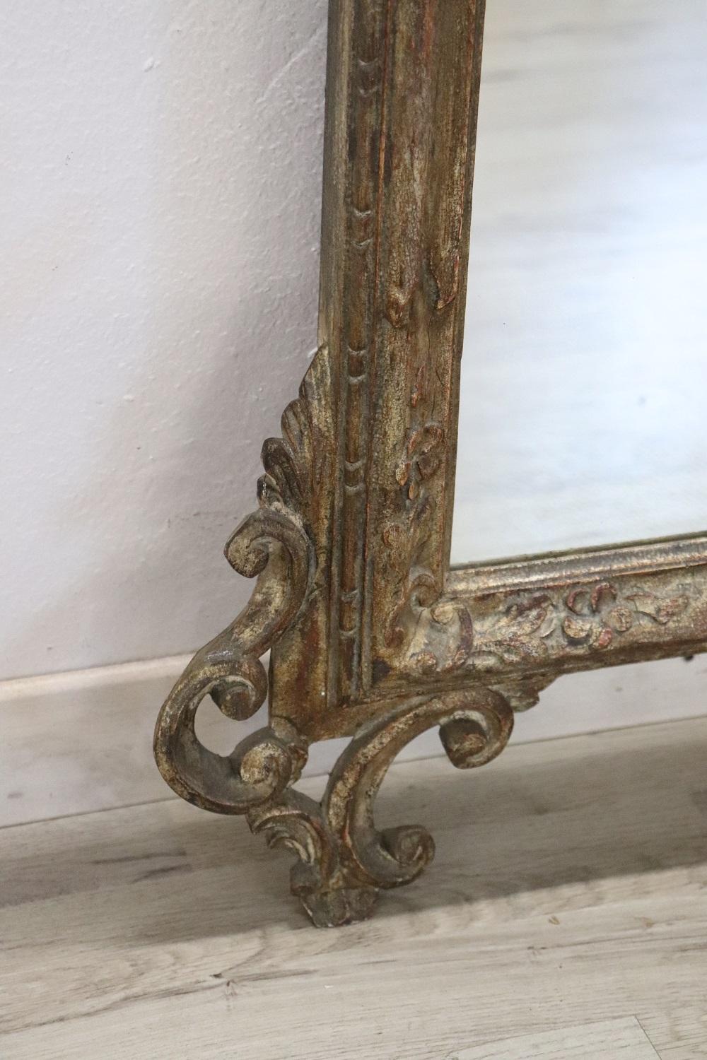 Early 20th Century Italian Louis XV Style Carved and Silvered Wood Wall Mirror For Sale 3