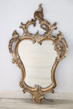 Early 20th Century Italian Louis XV Style Carved Gilded Wood Pair of Wall Mirror