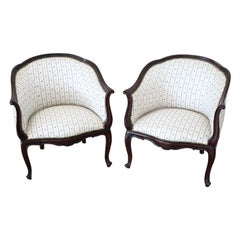 Early 20th Century Italian Louis XV Style Carved Walnut Pair of Armchairs